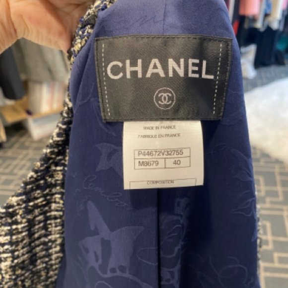 Chanel Jacket Navy Tweed Sz 40 Jacket - Picture 6 of 12